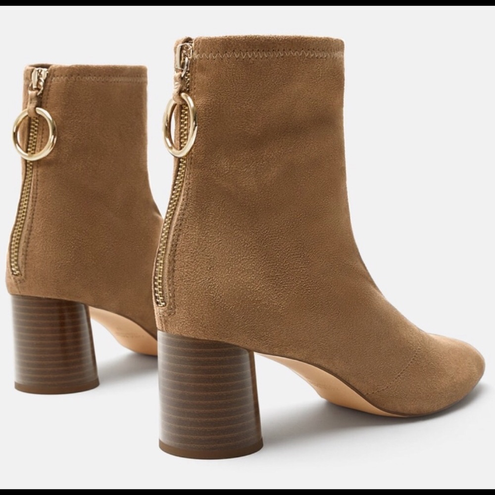 Zara Tan Suede Ankle Booties
